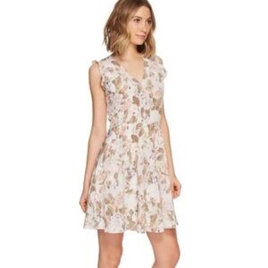 Rebecca Taylor 100% Silk Penelope Mini Dress Size 8 Pastel Floral Print